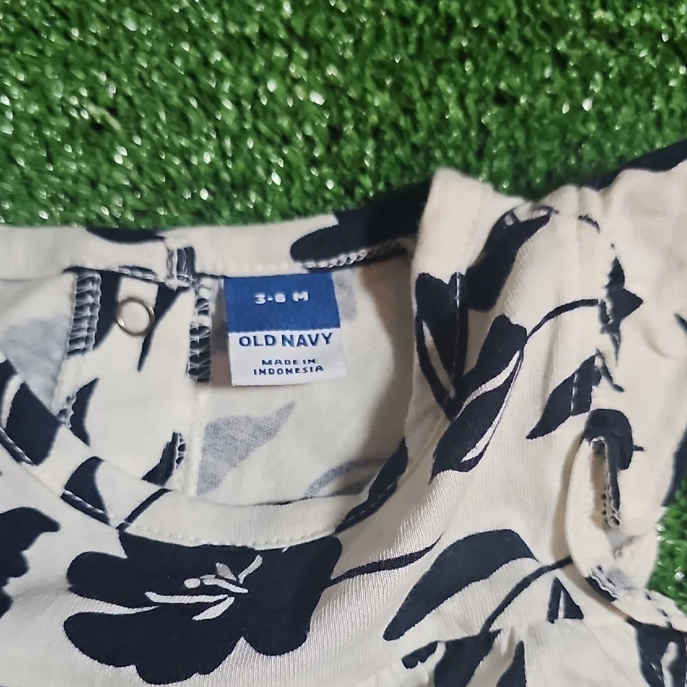 Old Navy Black and White Floral Baby Girl One Piece